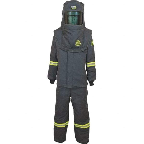 Oberon - Size 5XL, 4 HRC, 18 oz Arc Flash Clothing Kit - 140 cal per Sq cm, Hood Protection, Bib Overalls - Makers Industrial Supply