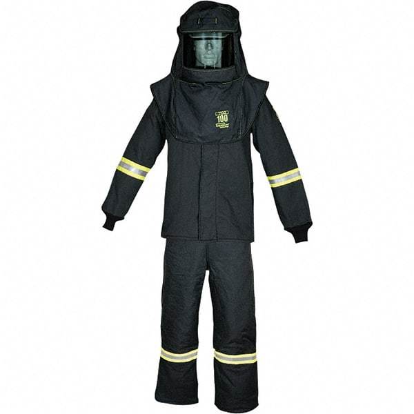 Oberon - Size XL, 4 HRC, 16.5 oz Arc Flash Clothing Kit - 100 cal per Sq cm, Hood Protection, Bib Overalls - Makers Industrial Supply