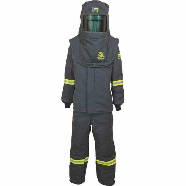 Oberon - Size XL, 4 HRC, 18 oz Arc Flash Clothing Kit - 140 cal per Sq cm, Hood Protection, Bib Overalls - Makers Industrial Supply