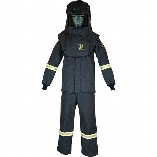 Oberon - Size 3XL, 4 HRC, 10.7 oz Arc Flash Clothing Kit - 46 cal per Sq cm, Hood Protection, Bib Overalls - Makers Industrial Supply