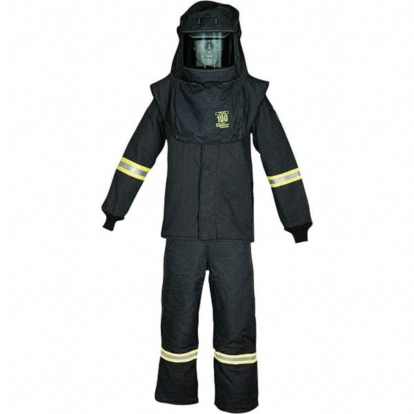 Oberon - Size L, 4 HRC, 16.5 oz Arc Flash Clothing Kit - 100 cal per Sq cm, Hood Protection, Bib Overalls - Makers Industrial Supply