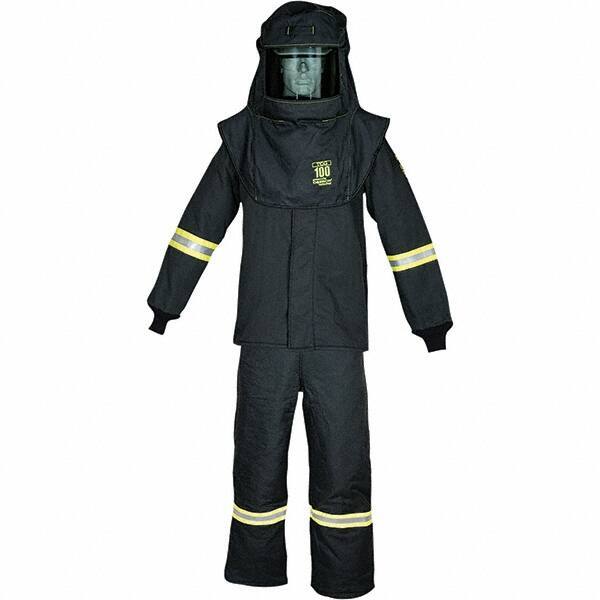 Oberon - Size S, 4 HRC, 16.5 oz Arc Flash Clothing Kit - 100 cal per Sq cm, Hood Protection, Bib Overalls - Makers Industrial Supply