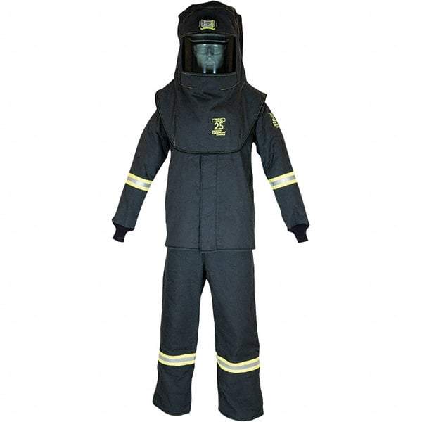 Oberon - Size M, 3 HRC, 10.7 oz Arc Flash Clothing Kit - 27 cal per Sq cm, Hood Protection, Bib Overalls - Makers Industrial Supply