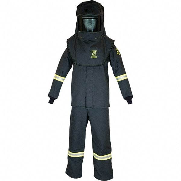 Oberon - Size 4XL, 4 HRC, 12.5 oz Arc Flash Clothing Kit - 76 cal per Sq cm, Hood Protection, Bib Overalls - Makers Industrial Supply