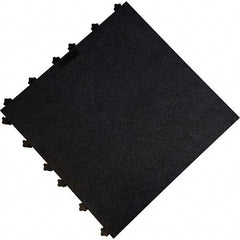 Ergo Advantage - 18" Long x 18" Wide x 1" Thick, Anti-Fatigue Modular Matting Anti-Fatigue Flooring - 2 Interlocking Sides, Black, For Dry Areas - Makers Industrial Supply