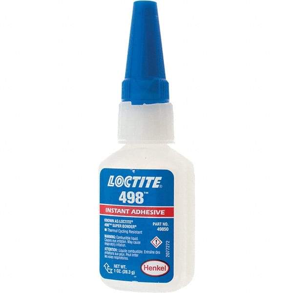 Loctite - 1 oz Bottle Clear Instant Adhesive - 498 SUPERBONDER 1OZ LOCTITE SPDBNDER ADHS - Makers Industrial Supply