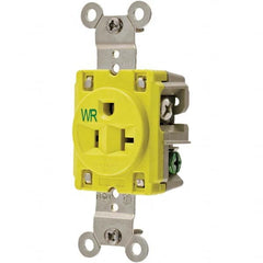 Hubbell Wiring Device-Kellems - 125V 20A NEMA 5-20R Marine Grade Yellow Straight Blade Single Receptacle - Makers Industrial Supply