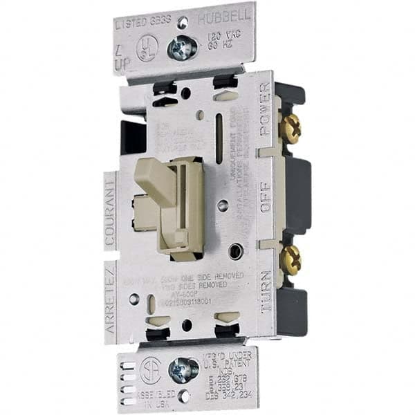 Hubbell Wiring Device-Kellems - 3 Pole, 120 VAC, 5 Amp, Residential Grade Toggle Dimmer Switch - Makers Industrial Supply