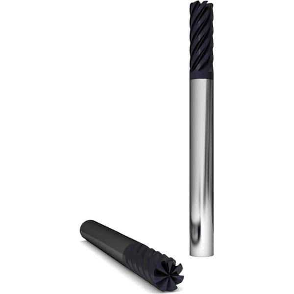 Corner Radius End Mill: 3/4″ Dia, 1-5/8″ LOC, 0.06″ Radius, 7 Flutes, Solid Carbide 4″ OAL, 3/4″ Shank Dia, 38 ° Helix, AlCr Coated, Corner Radius End, Series 2215