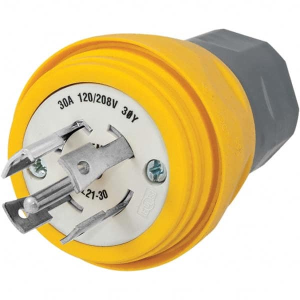 Locking Inlet: Plug, Industrial, L21-30P, 120 & 208V, Yellow Grounding, 30A, Thermoplastic Elastomer, 4 Poles, 5 Wire