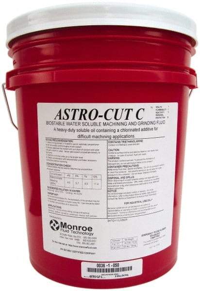 Monroe Fluid Technology - Astro-Cut C, 5 Gal Pail Cutting & Grinding Fluid - Water Soluble, For CNC Milling, Drilling, Tapping, Turning - Makers Industrial Supply