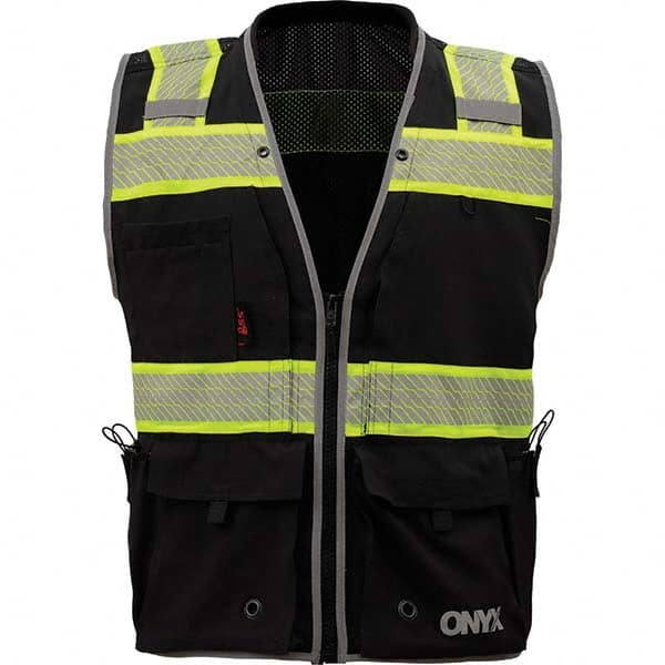 GSS Safety - Size XL Black Mesh/Solid General Purpose High Visibility Vest - Makers Industrial Supply