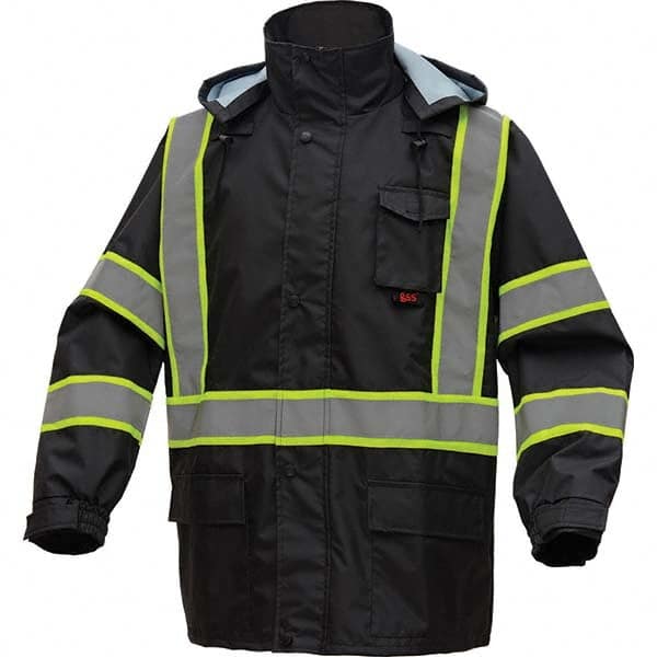 GSS Safety - Size 2X/3XL Black Waterproof Rain Jacket - Makers Industrial Supply