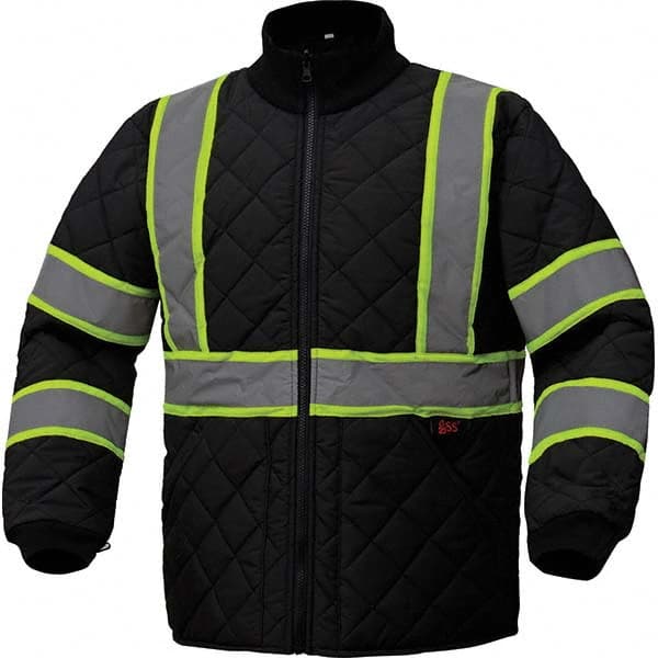 GSS Safety - Size L Black Waterproof & Wind Resistant Jacket - Makers Industrial Supply