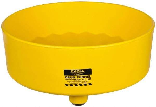 Eagle - 7" High x 18" Diam, Polyethylene, Drum Funnel with Brass Screen - 30 to 55 Gal Drum/Pail Capacity - Makers Industrial Supply