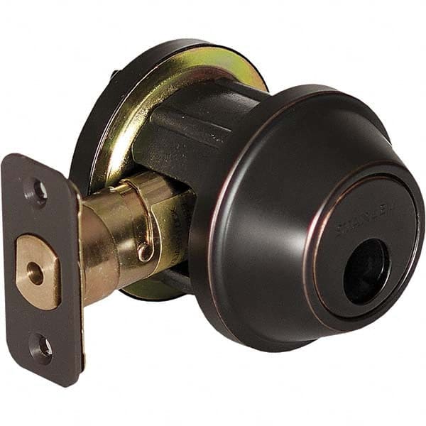 Stanley - Deadbolts Type: Single Cylinder Door Thickness Range: 1-3/8 - 1-3/4 - Makers Industrial Supply