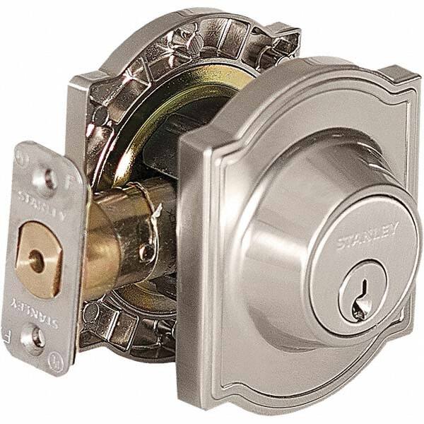 Stanley - Deadbolts Type: Single Cylinder Door Thickness Range: 1-3/8 - 1-3/4 - Makers Industrial Supply