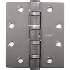 Stanley - 4-1/2" Long x 5" Wide Grade 1 304 Stainless Steel Full Mortise Ball Bearing Commercial Hinge - Makers Industrial Supply