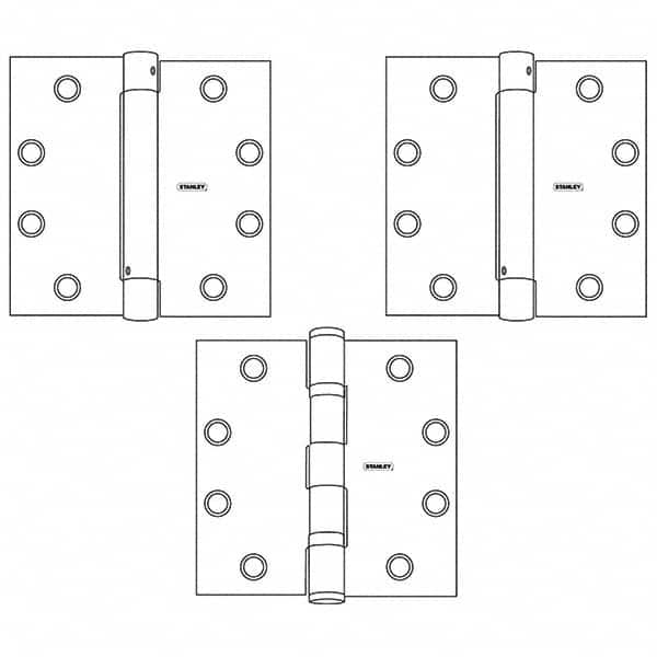 Stanley - 4-1/2" Long x 4-1/2" Wide Grade 1 Steel Full Mortise Spring Commercial Hinge - Makers Industrial Supply