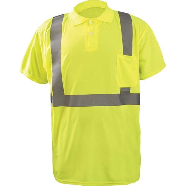 OccuNomix - Size L Hi-Vis Yellow High Visibility Short Sleeve Polo Shirt - Makers Industrial Supply