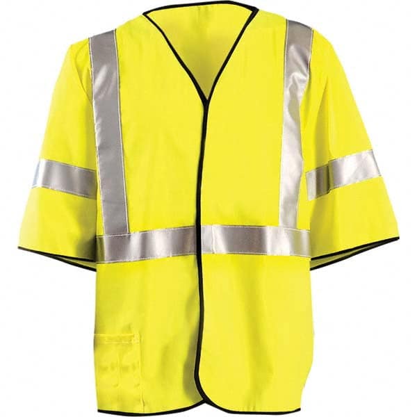 OccuNomix - Size L Flame Resistant Hi-Vis Yellow Mesh General Purpose High Visibility Vest - Makers Industrial Supply