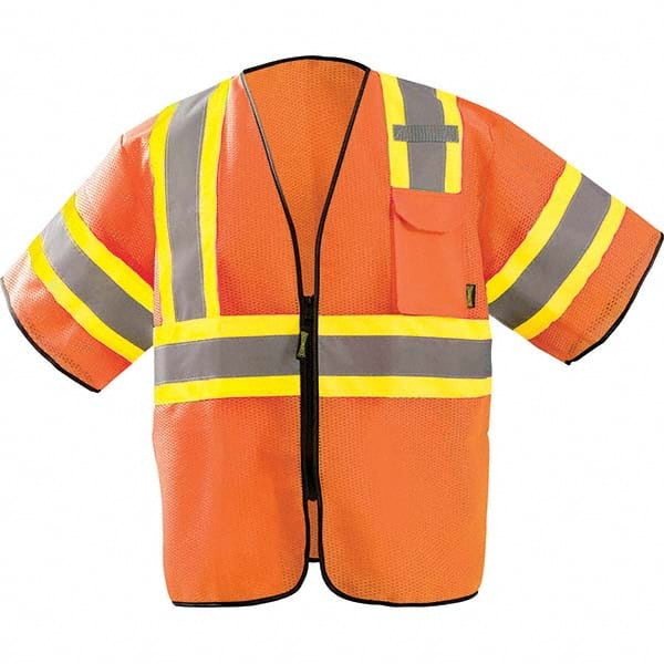 OccuNomix - Size L/XL HI-Vis Orange Mesh General Purpose High Visibility Vest - Makers Industrial Supply