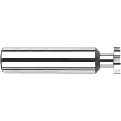 Woodruff Keyseat Cutter: 0.25″ Cut Dia, 0.015″ Cut Width, 1/4″ Shank Dia, Straight Tooth 2-1/2″ OAL, 6 Teeth, Solid Carbide