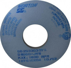 Norton - 14" Diam x 5" Hole x 1" Thick, J Hardness, 60 Grit Surface Grinding Wheel - Ceramic, Type 1, Medium Grade, 1,800 Max RPM, Vitrified Bond, No Recess - Makers Industrial Supply