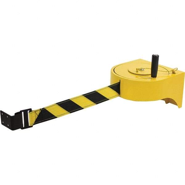 Tensator - 5-1/2" High x 8-1/2" Long x 9" Wide Retractable Barrier Belt - Yellow Powdercoat Finish, Yellow, Use with Wall Mount - Makers Industrial Supply