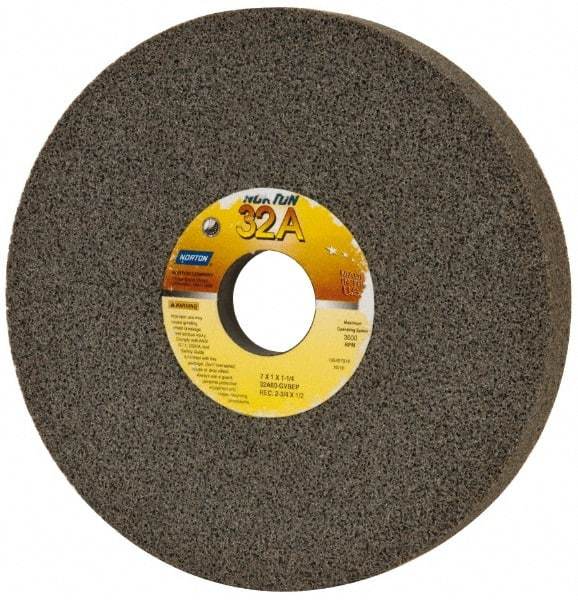 Norton - 7" Diam x 1-1/4" Hole x 1" Thick, G Hardness, 60 Grit Surface Grinding Wheel - Aluminum Oxide, Type 5, Medium Grade, 3,600 Max RPM, Vitrified Bond, One-Side Recess - Makers Industrial Supply