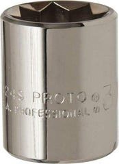 Proto - 3/4", 1/2" Drive, Standard Hand Socket - 8 Points, 1-1/2" OAL, Alloy Steel, Chrome Finish - Makers Industrial Supply