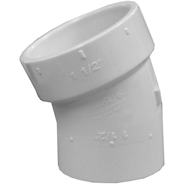 Plastic Pipe Fittings; Fitting Type: Elbow; Fitting Size: 1-1/2 in; Material: PVC; End Connection: Hub x Spig; Color: White; Schedule: 40