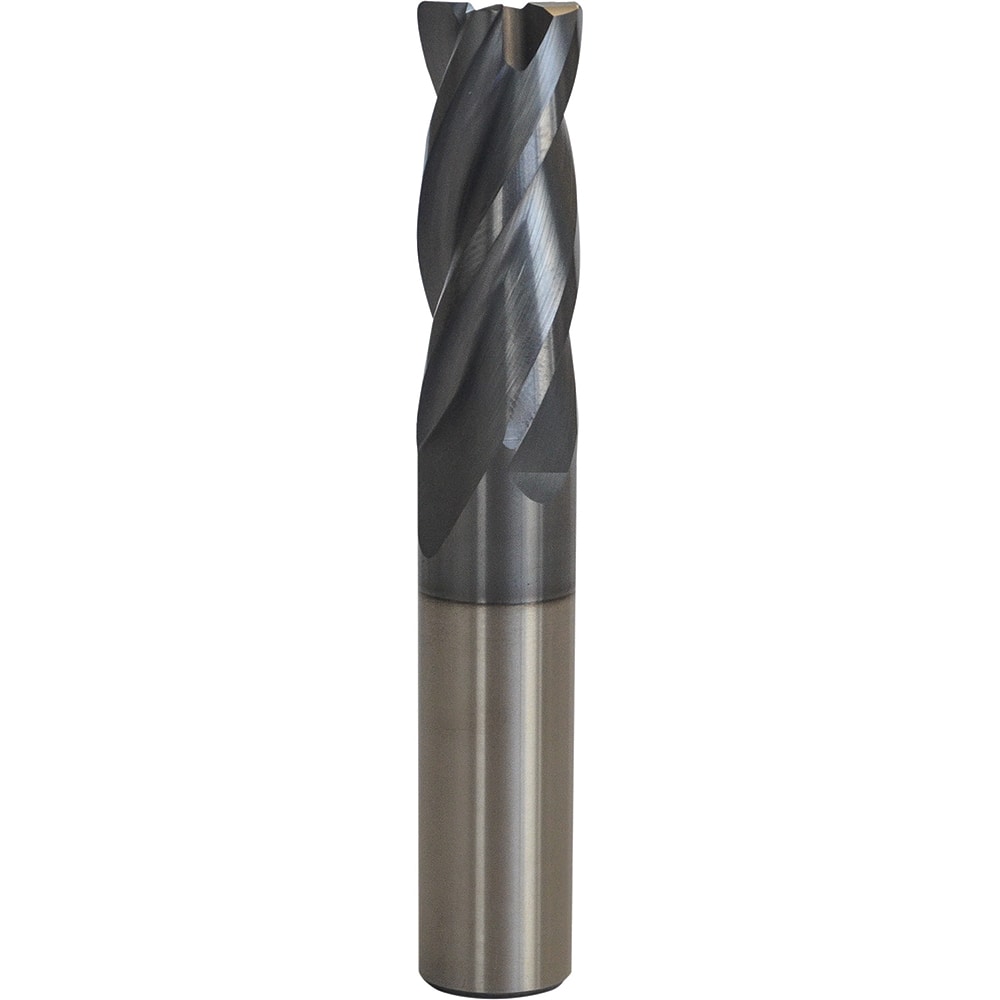 Corner Radius End Mill: 5/8″ Dia, 3/4″ LOC, 0.0125″ Radius, 4 Flutes, Solid Carbide 3″ OAL, 5/8″ Shank Dia, Variable ° Helix, AlCrTiN Coated, Corner Radius End, Centercutting