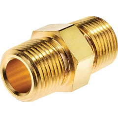 Brass Pipe Hex Plug: 3/8″ Fitting, MNPT x MNPT MNPT x MNPT Ends, 3,300 psi, Brass Finish, Class Instrumentation