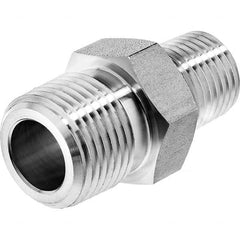 Galvanized Steel Pipe Reducing Hex Nipple: 1/2 x 1/4″ Fitting MNPT x MNPT, 7,700 psi Liquid & Gas, 7,700 psi Steam