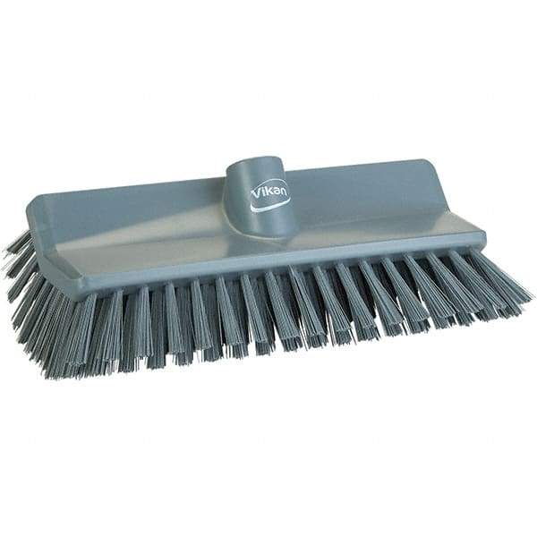 Vikan - 1-1/2" Bristle Length, Polyester Cleaning & Finishing Brush - 9-5/8" Long x 5" Wide Head, 9.6" OAL, Gray, Polypropylene Block - Makers Industrial Supply