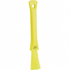 Vikan - 2-1/4" Bristle Length, Polyester Detail Brush - 1-1/4" Long x 0.4" Wide Head, 8.07" OAL, Ergonomic Handle, Yellow, Polypropylene Block - Makers Industrial Supply