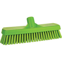 Vikan - 1.7" Bristle Length, Polyester Scrub Brush - 11-1/4" Long x 3" Wide Head, 11-1/4" OAL, Green, Polypropylene Block - Makers Industrial Supply