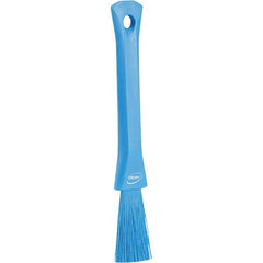 Vikan - 2-1/4" Bristle Length, Polyester Detail Brush - 1-1/4" Long x 0.4" Wide Head, 8.07" OAL, Ergonomic Handle, Blue, Polypropylene Block - Makers Industrial Supply