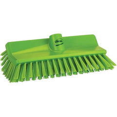 Vikan - 1-1/2" Bristle Length, Polyester Cleaning & Finishing Brush - 9-5/8" Long x 5" Wide Head, 9.6" OAL, Green, Polypropylene Block - Makers Industrial Supply