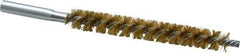 Schaefer Brush - 4" Brush Length, 1/2" Diam, Double Stem, Single Spiral Tube Brush - 6-1/4" Long, Brass, 12-24 Female Connection - Makers Industrial Supply