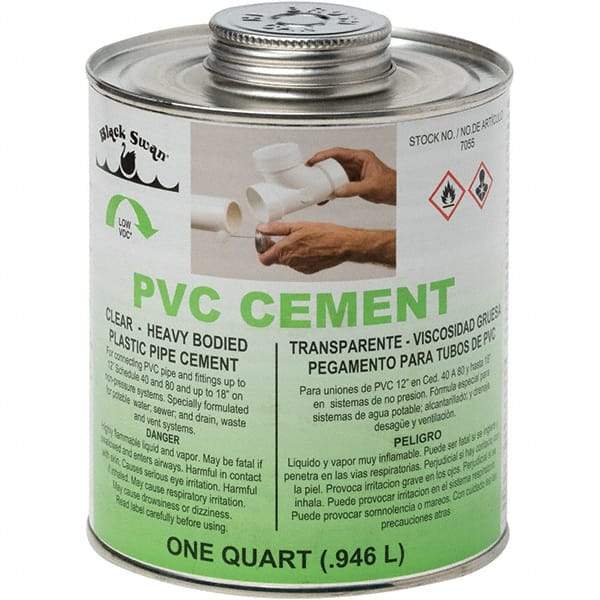 Black Swan - 1 Qt Heavy Duty Cement - Clear, Use with PVC - Makers Industrial Supply