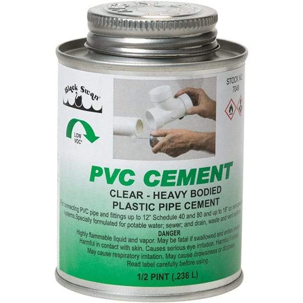 Black Swan - 1/2 Pt Heavy Duty Cement - Clear, Use with PVC - Makers Industrial Supply