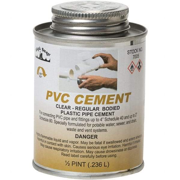 Black Swan - 1/2 Pt Regular Bodied Cement - Clear, Use with PVC - Makers Industrial Supply