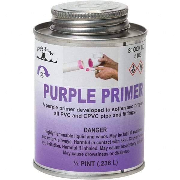 Black Swan - 1/2 Pt All Purpose Primer/Cleaner - Purple, Use with PVC & CPVC - Makers Industrial Supply