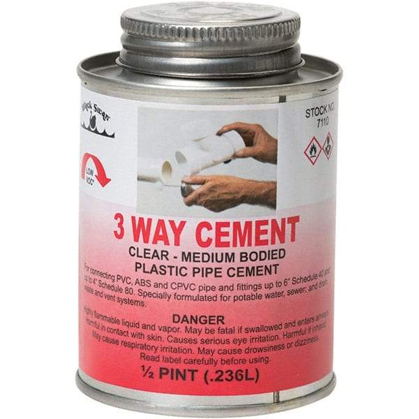 Black Swan - 1/2 Pt Medium Bodied Cement - Clear, Use with ABS, PVC & CPVC up to 6" Diam - Makers Industrial Supply