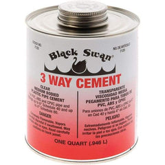 Black Swan - 1 Qt Medium Bodied Cement - Clear, Use with ABS, PVC & CPVC up to 6" Diam - Makers Industrial Supply