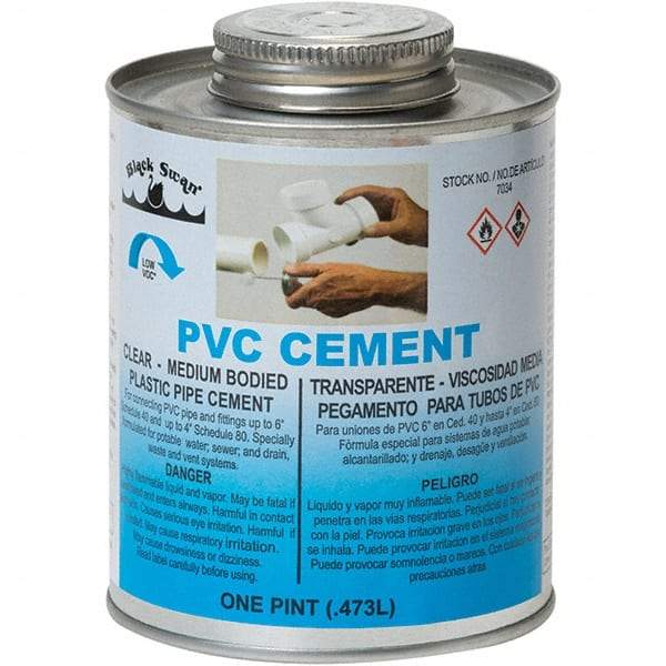 Black Swan - 1 Pt Medium Bodied Cement - Clear, Use with PVC - Makers Industrial Supply