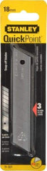 Stanley - 3 Piece Steel Utility Knife Blade - 2-1/8" OAL, 0.02" Blade Thickness - Makers Industrial Supply