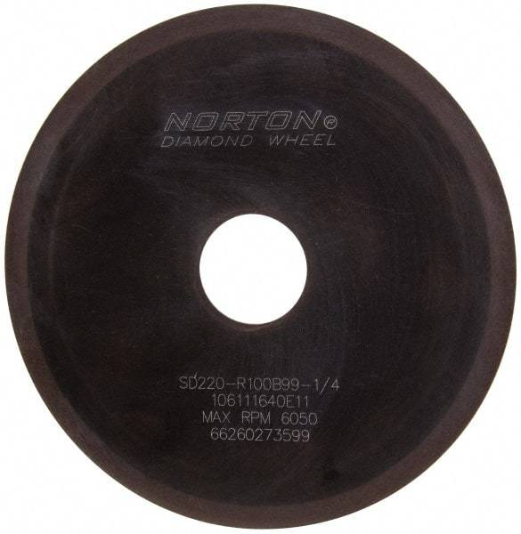 Norton - 6" Diam x 1-1/4" Hole x 1/16" Thick, 220 Grit Surface Grinding Wheel - Diamond, Type 1A1, Very Fine Grade, Resinoid Bond - Makers Industrial Supply